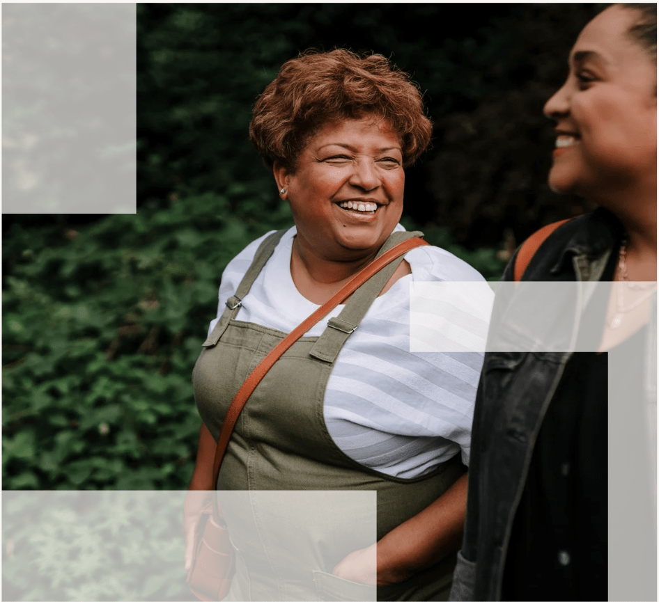 Smiling person on a walk